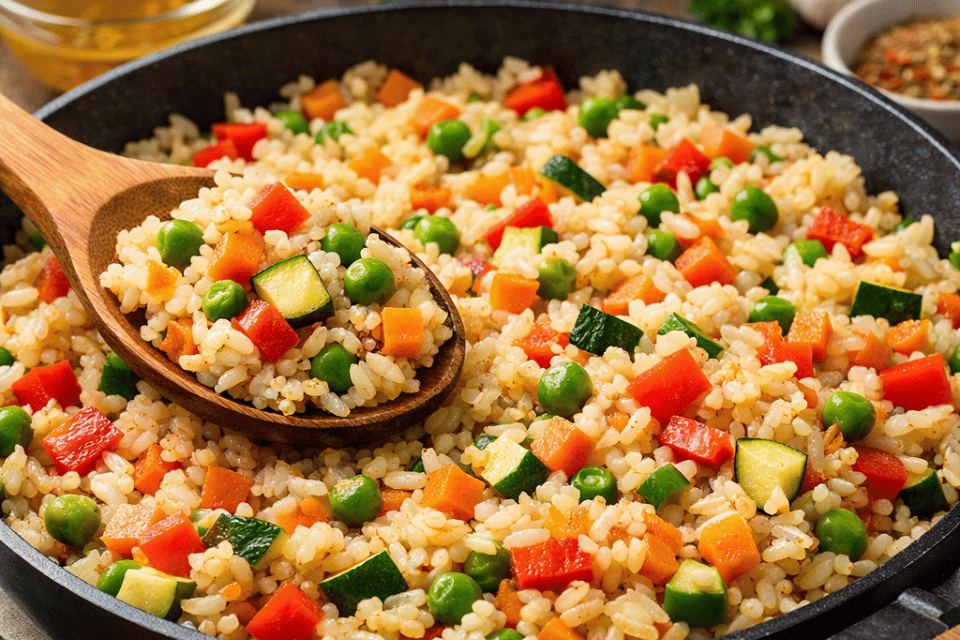 arroz con verduras paso a paso