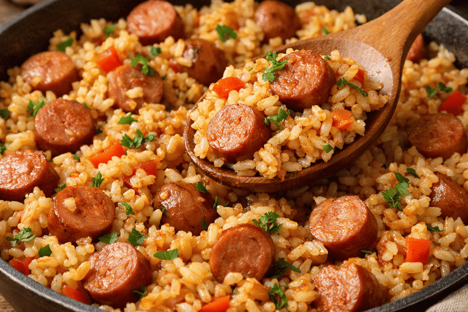 recetas de arroz con salchichas fáciles y sabrosas
