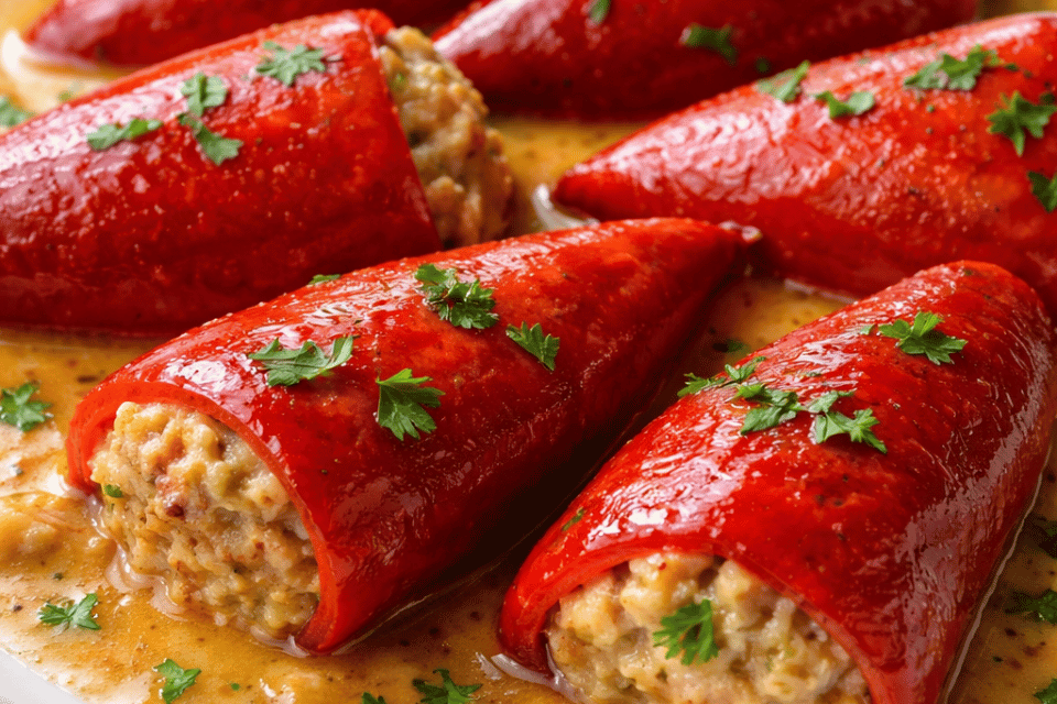 Descubre cómo preparar Pimientos de piquillo de Lodosa rellenos con una textura cremosa